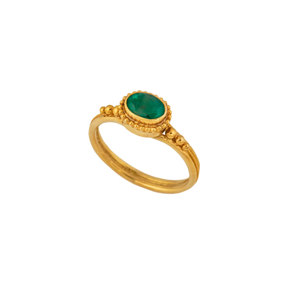 Γυναικείο Χρυσό Δαχτυλίδι με σμαράγδι 18Κ 14955