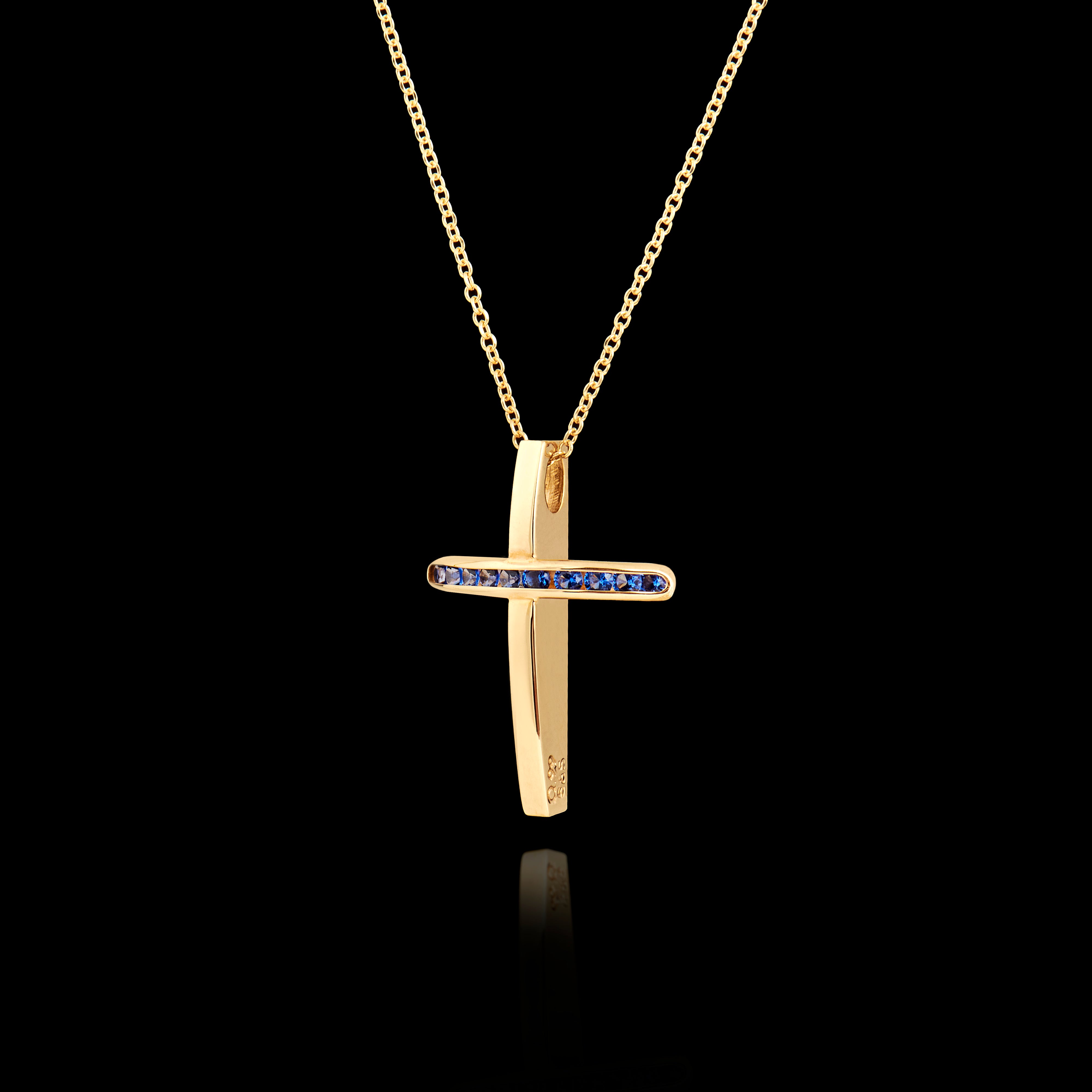Women's 14K Gold Cross with Zirconia 17692 Blue