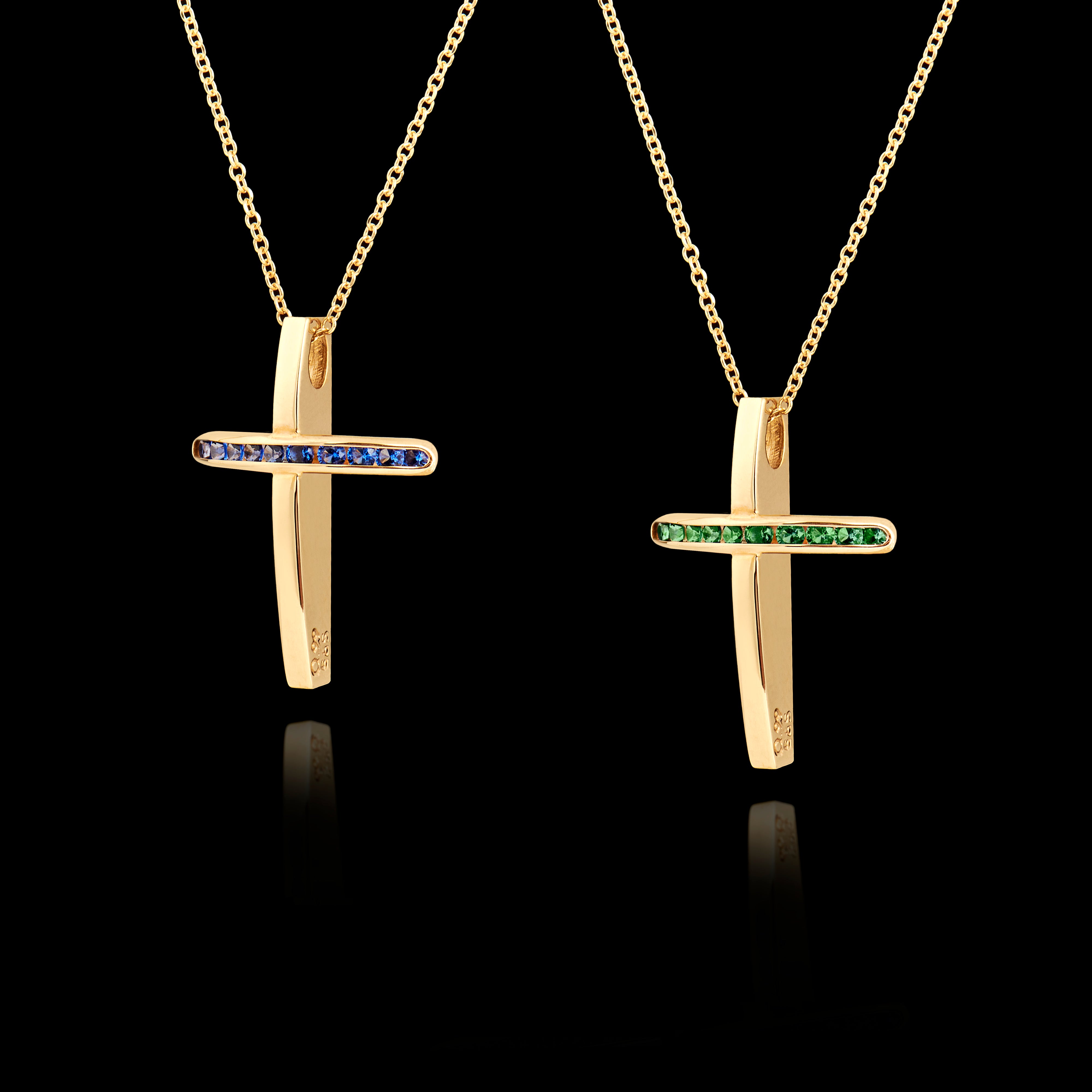 Women's 14K Gold Cross with Zirconia 17692 Blue