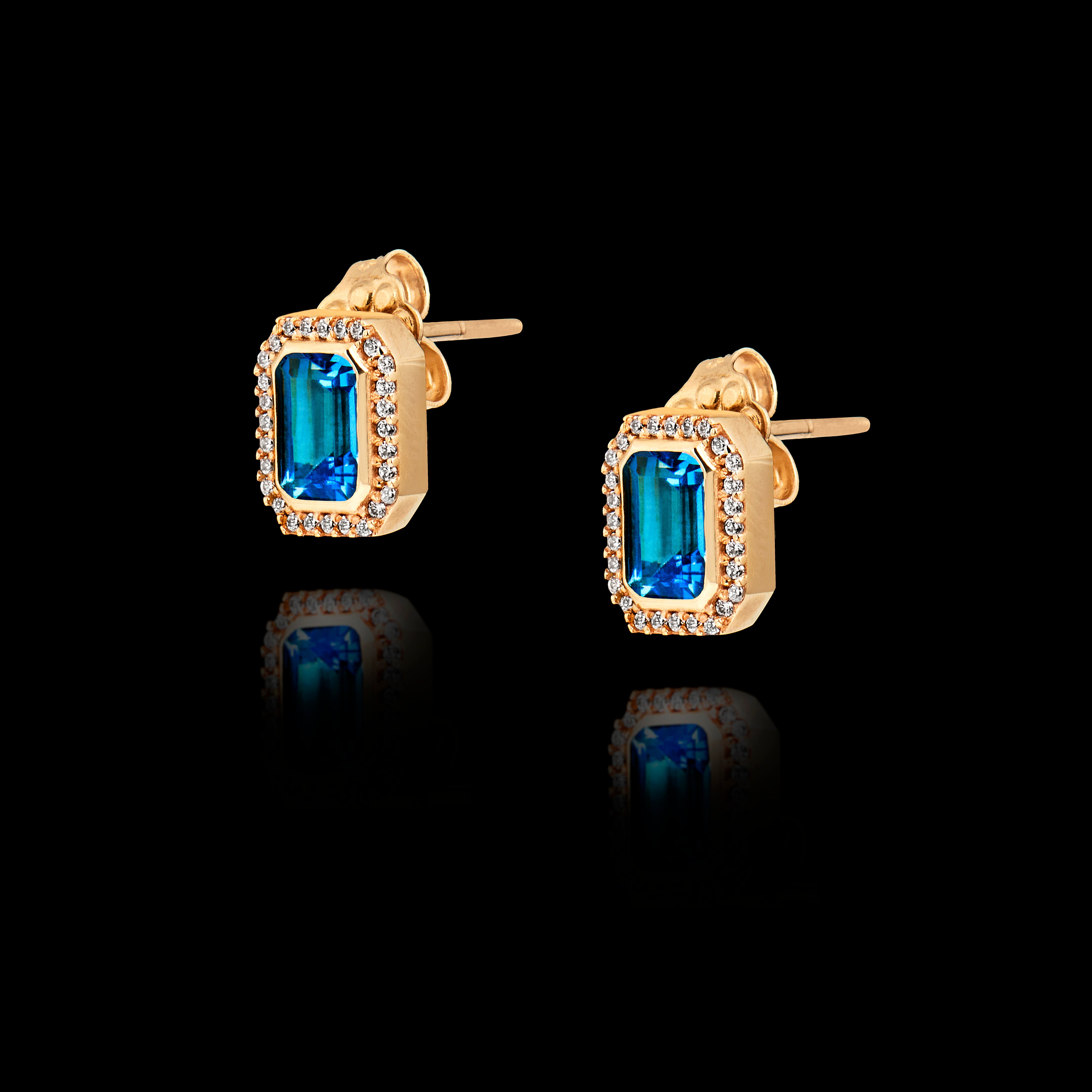 Γυναικεία Χρυσά Σκουλαρίκια 14K με Blue Topaz 18519