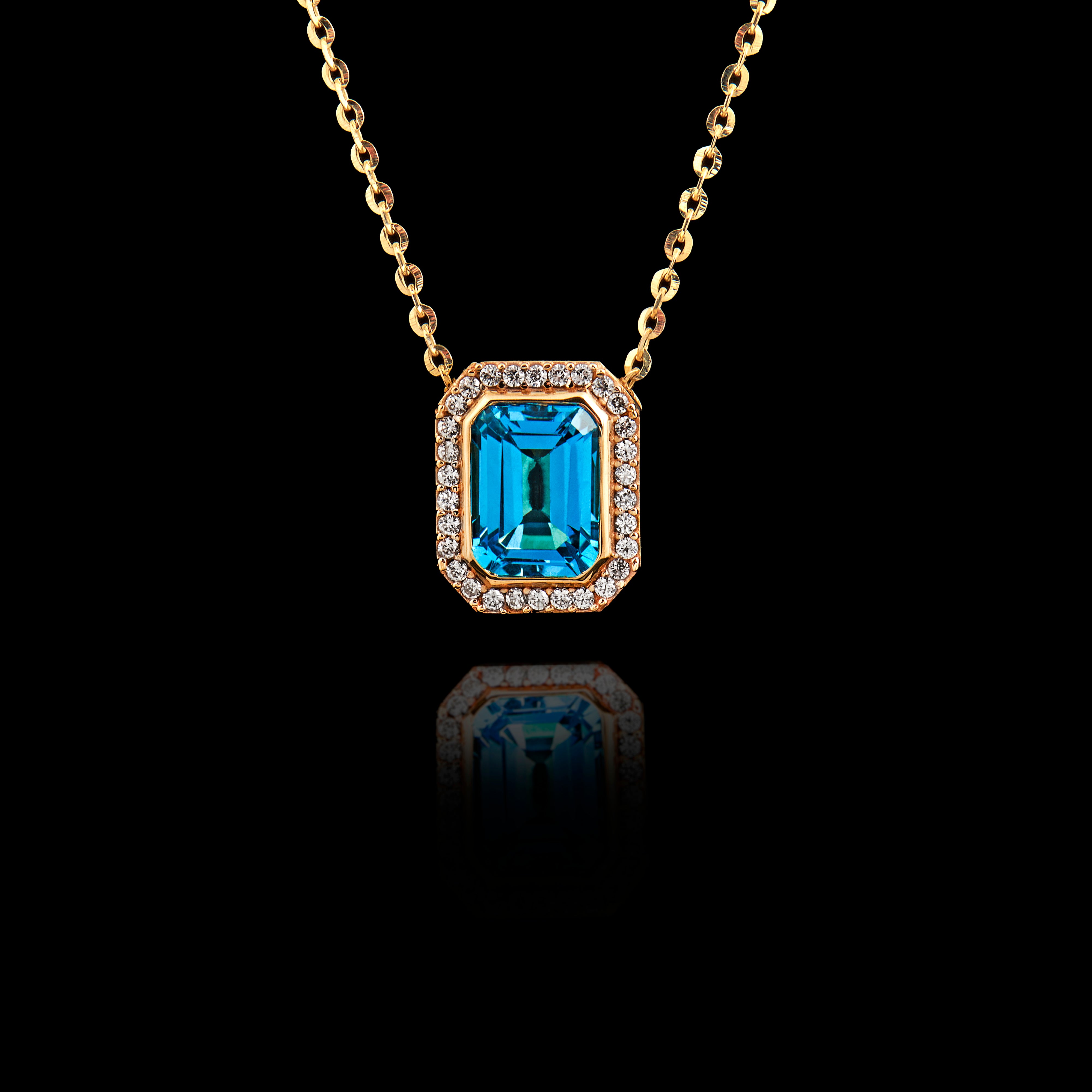 Women's 14K Gold Necklace With Rutilated Quartz and Zircon 11722