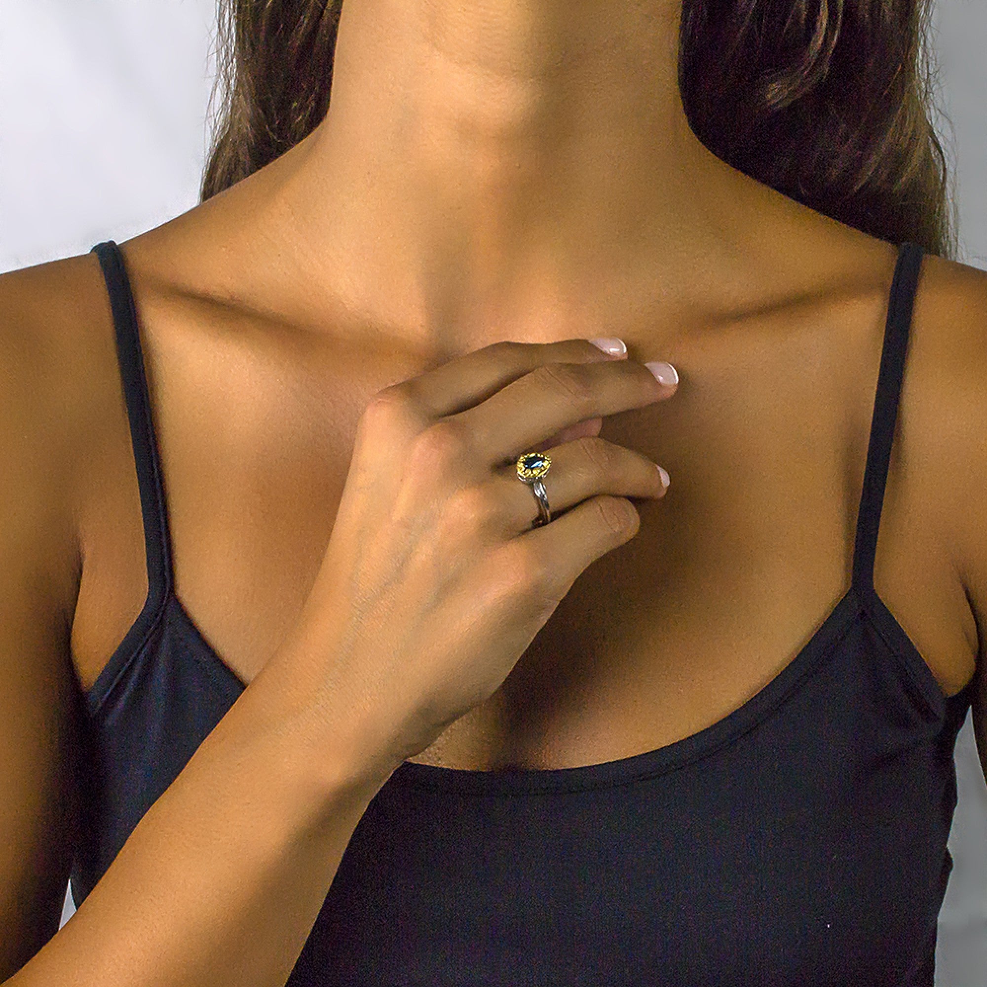 Women's Silver Ring Dimitrios Exclusive D48 Cyan