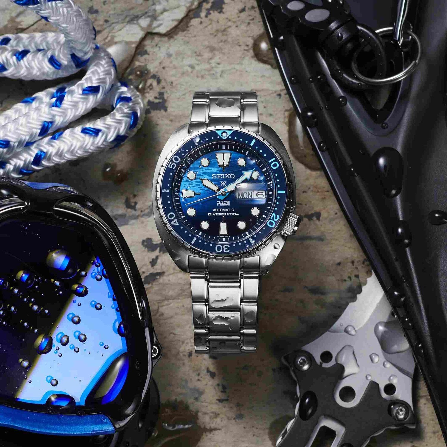 SEIKO Prospex Mens Watch SRPK01K1 'Great Blue' Turtle Scuba PADI Special Edition
