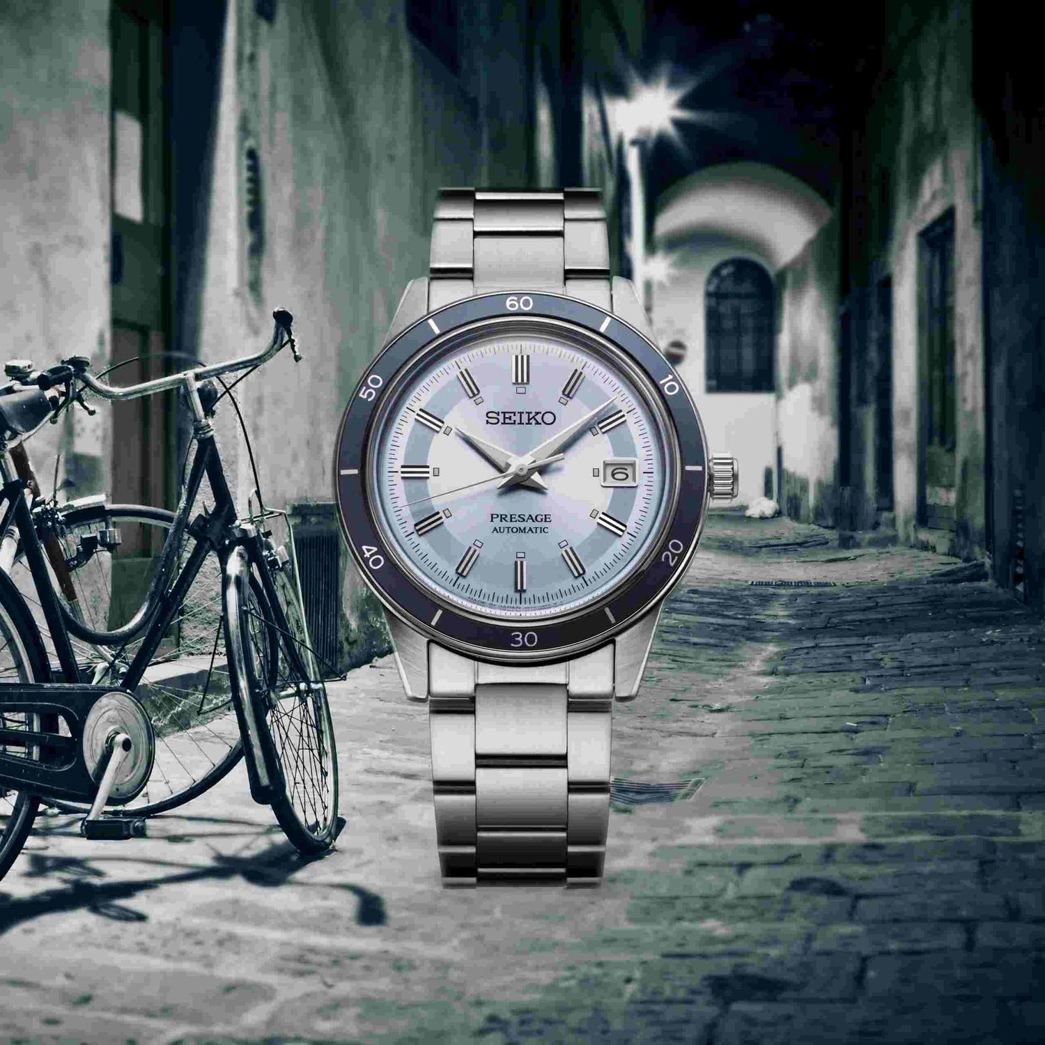 Seiko Presage Style 60s European Exclusive in 'retro blue' Automatic Mens Watch SRPL19J1
