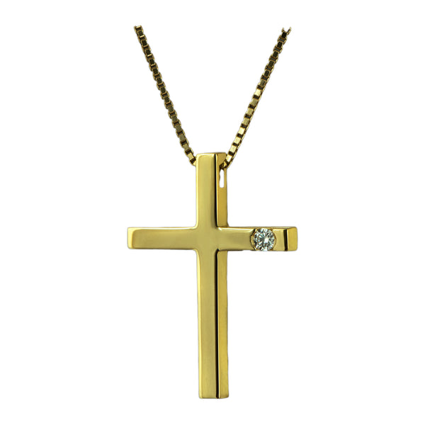 Γυναικείος Χρυσός Σταυρός 18Κ με έκκεντρο διαμάντι 14588