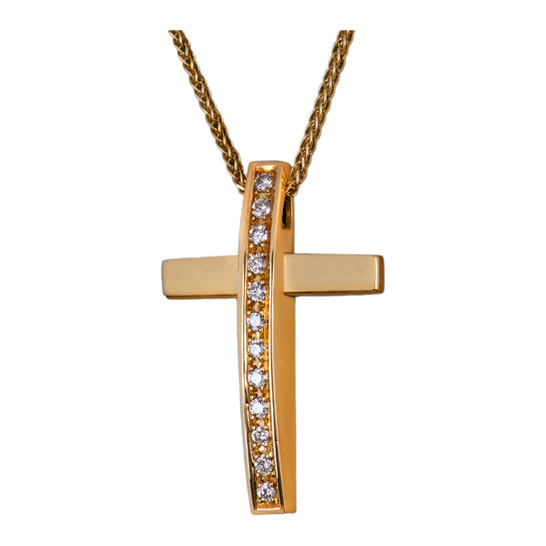 Γυναικείος Χρυσός Σταυρός 18Κ με διαμάντια 15071