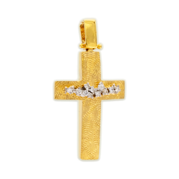 Γυναικείος Χρυσός Σταυρός 18K με διαμάντια 17654