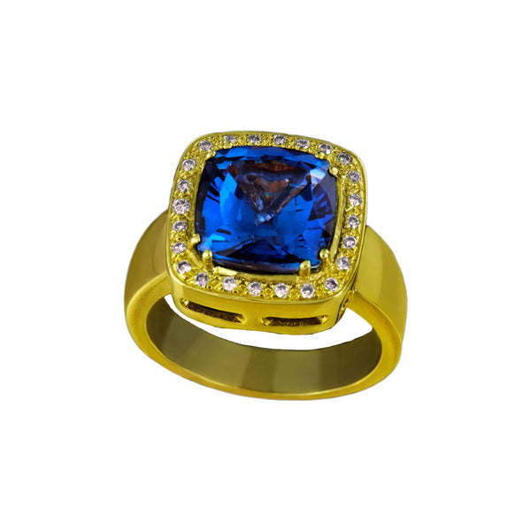 Γυναικείο Χρυσό Δαχτυλίδι 18Κ με μπλέ τουρμαλίνη 12468