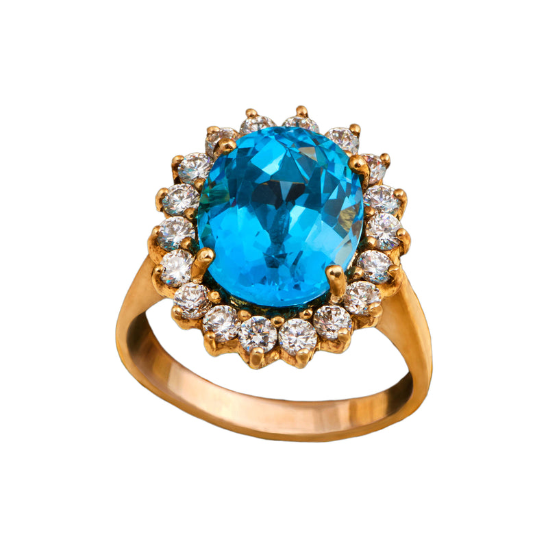 Γυναικείο Χρυσό Δαχτυλίδι 14Κ με Blue Topaz και ζιργκόν 11983